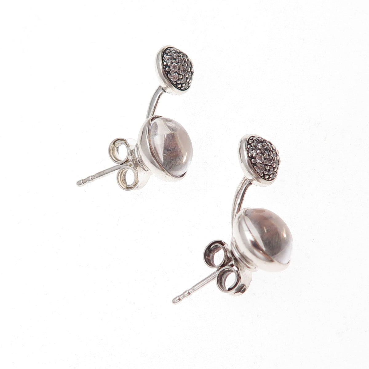 Pandora Sterling Silver C Z Dazzling Poetic Droplets Interchangeable Earrings