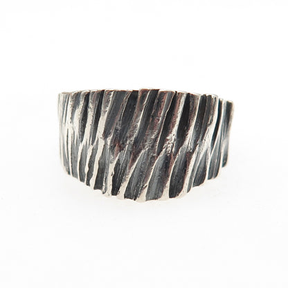 Erik Maes 925 Sterling Silver Vintage Cherrywood Wedge Oxidized Ring Size 8.5