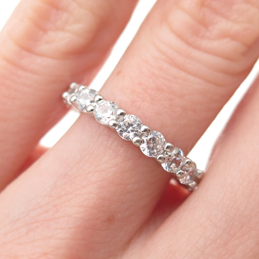 925 Sterling Silver Round-Cut C Z Eternity Band Ring Size 5