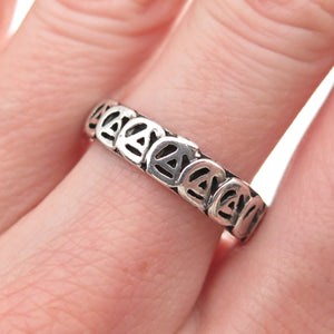 925 Sterling Silver Vintage Alcoholics Anonymous Oxidized Band Ring Size 9