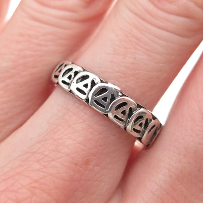 925 Sterling Silver Vintage Alcoholics Anonymous Oxidized Band Ring Size 9