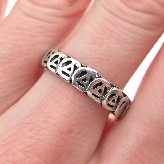 925 Sterling Silver Vintage Alcoholics Anonymous Oxidized Band Ring Size 9