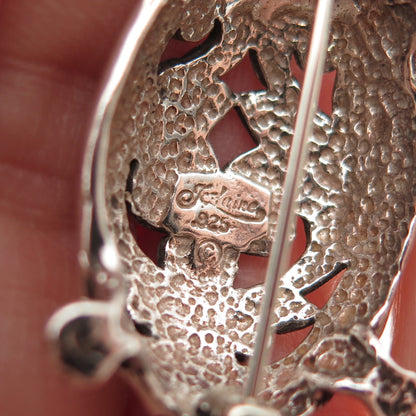JEZLAINE 925 Sterling Silver Vintage Turtle Oxidized Pin Brooch