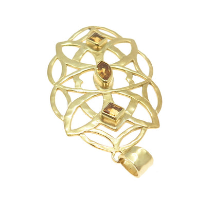 SARA BLAINE Willow House 925 Sterling Silver Gold Plated Vintage Citrine Pendant