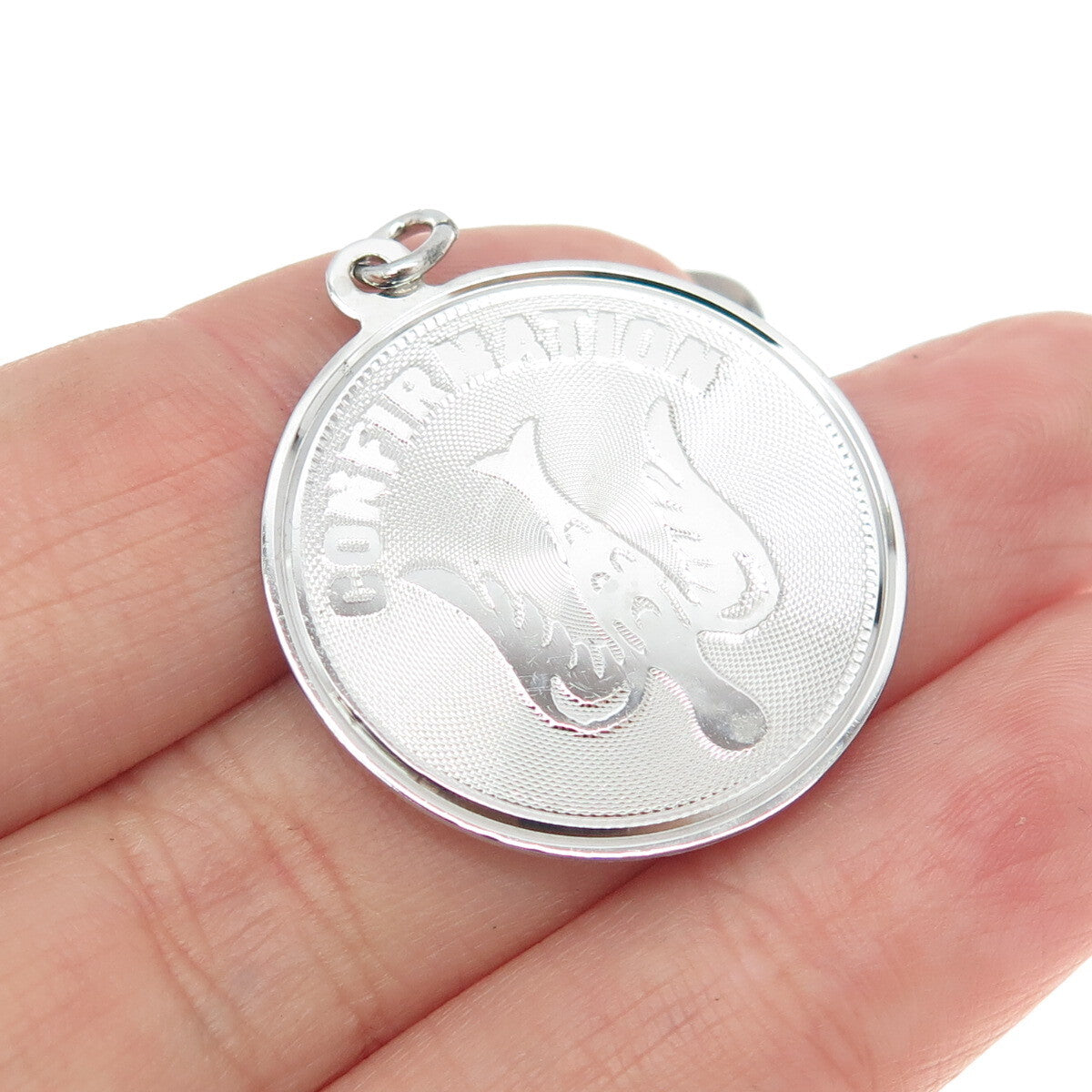 COLEMAN CO. 925 Sterling Silver Vintage Confirmation Holy Spirit Round Pendant