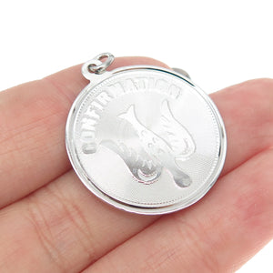 COLEMAN CO. 925 Sterling Silver Vintage Confirmation Holy Spirit Round Pendant