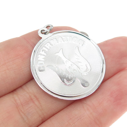 COLEMAN CO. 925 Sterling Silver Vintage Confirmation Holy Spirit Round Pendant