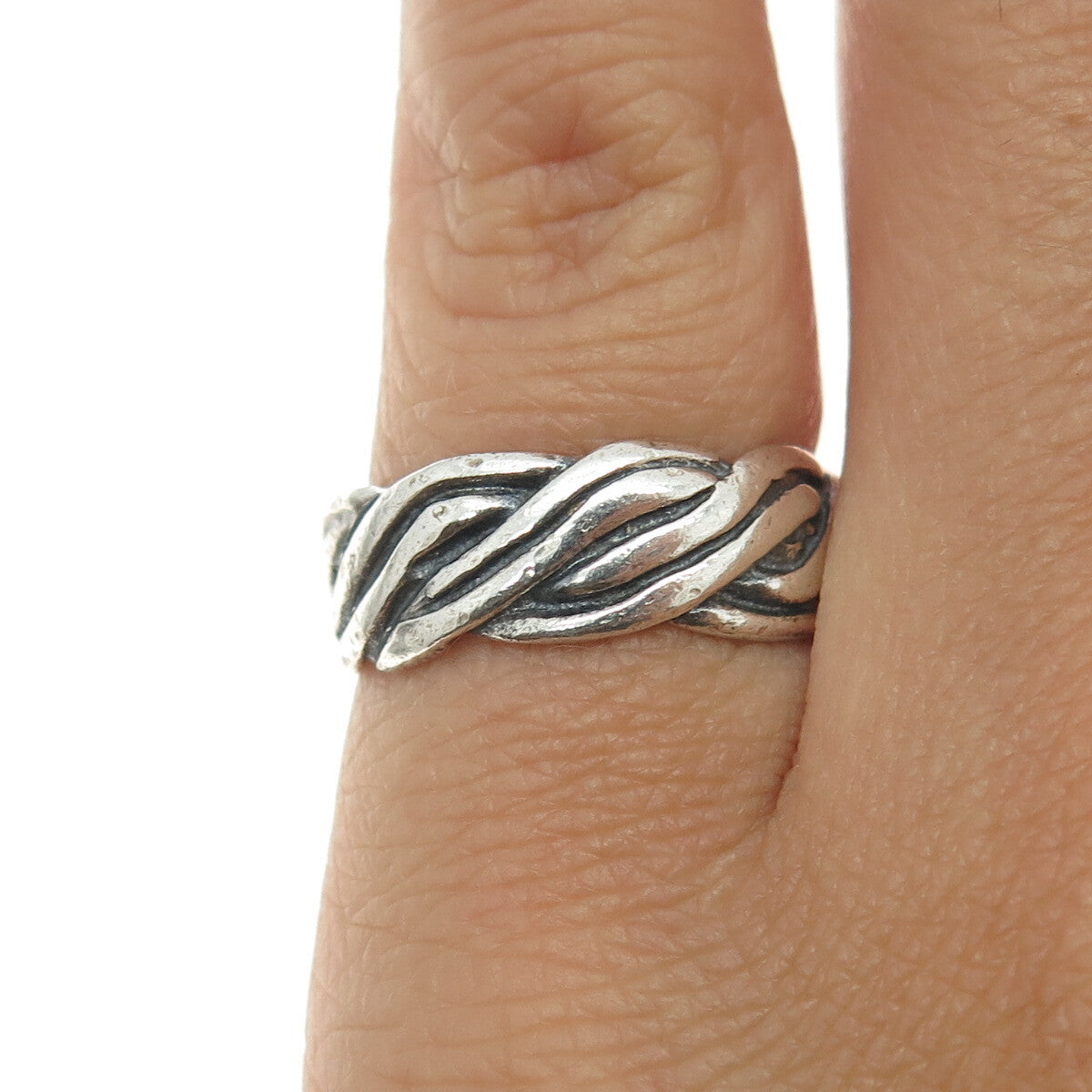 925 Sterling Silver Vintage Twisted Rope Band Ring Size 5.75