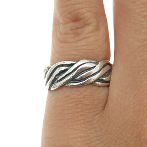 925 Sterling Silver Vintage Twisted Rope Band Ring Size 5.75