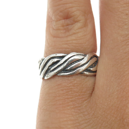 925 Sterling Silver Vintage Twisted Rope Band Ring Size 5.75