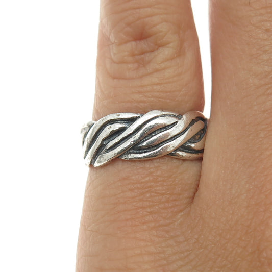925 Sterling Silver Vintage Twisted Rope Band Ring Size 5.75