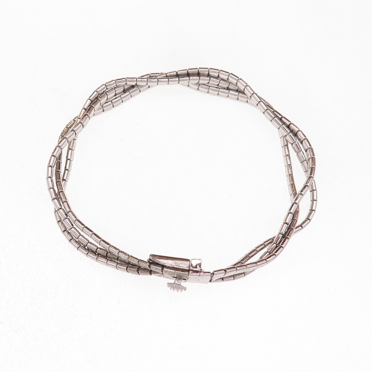 925 Sterling Silver Vintage Braided Link Bracelet 7"