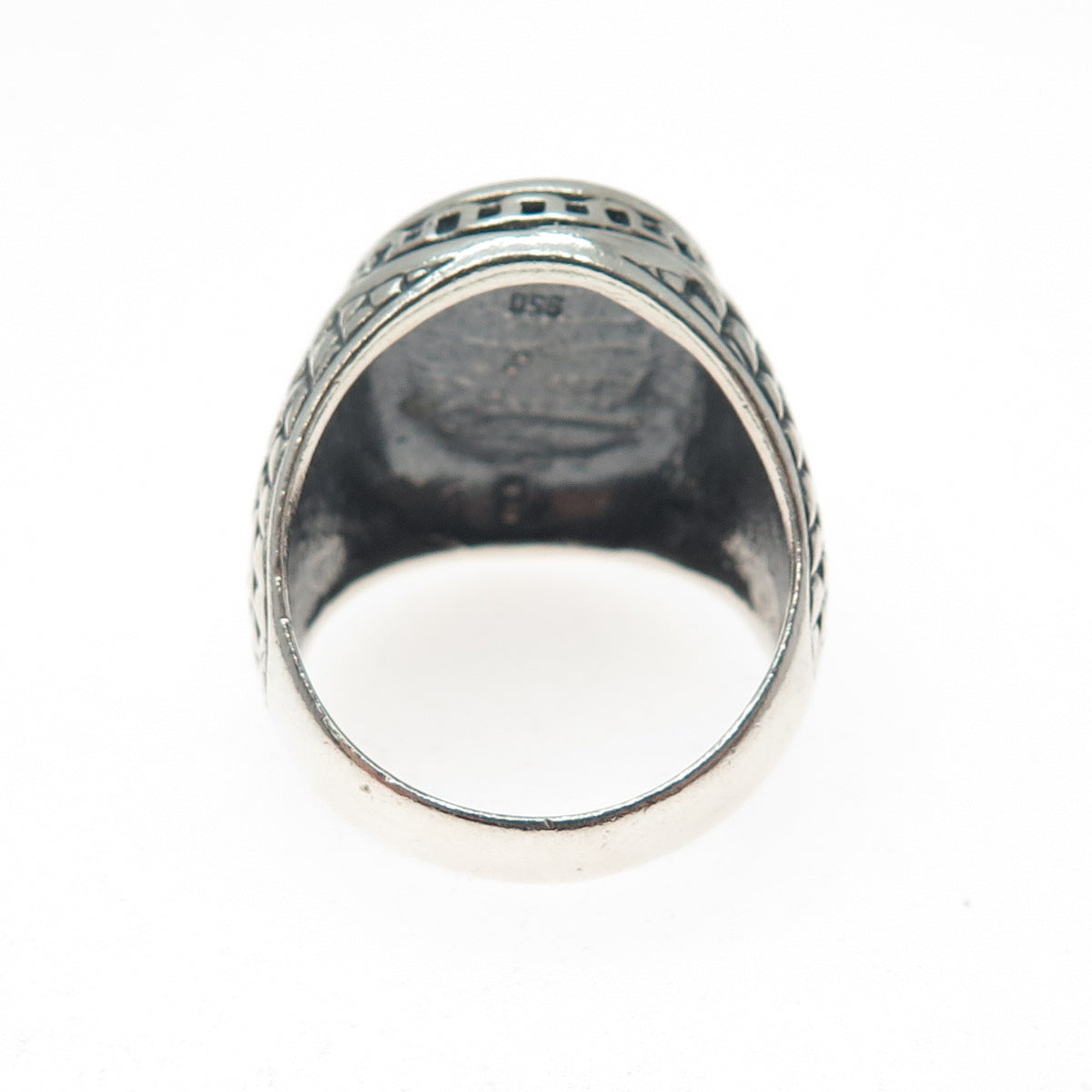 950 Silver Vintage Cross Oxidized Signet Ring Size 9.75