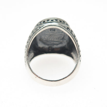 950 Silver Vintage Cross Oxidized Signet Ring Size 9.75