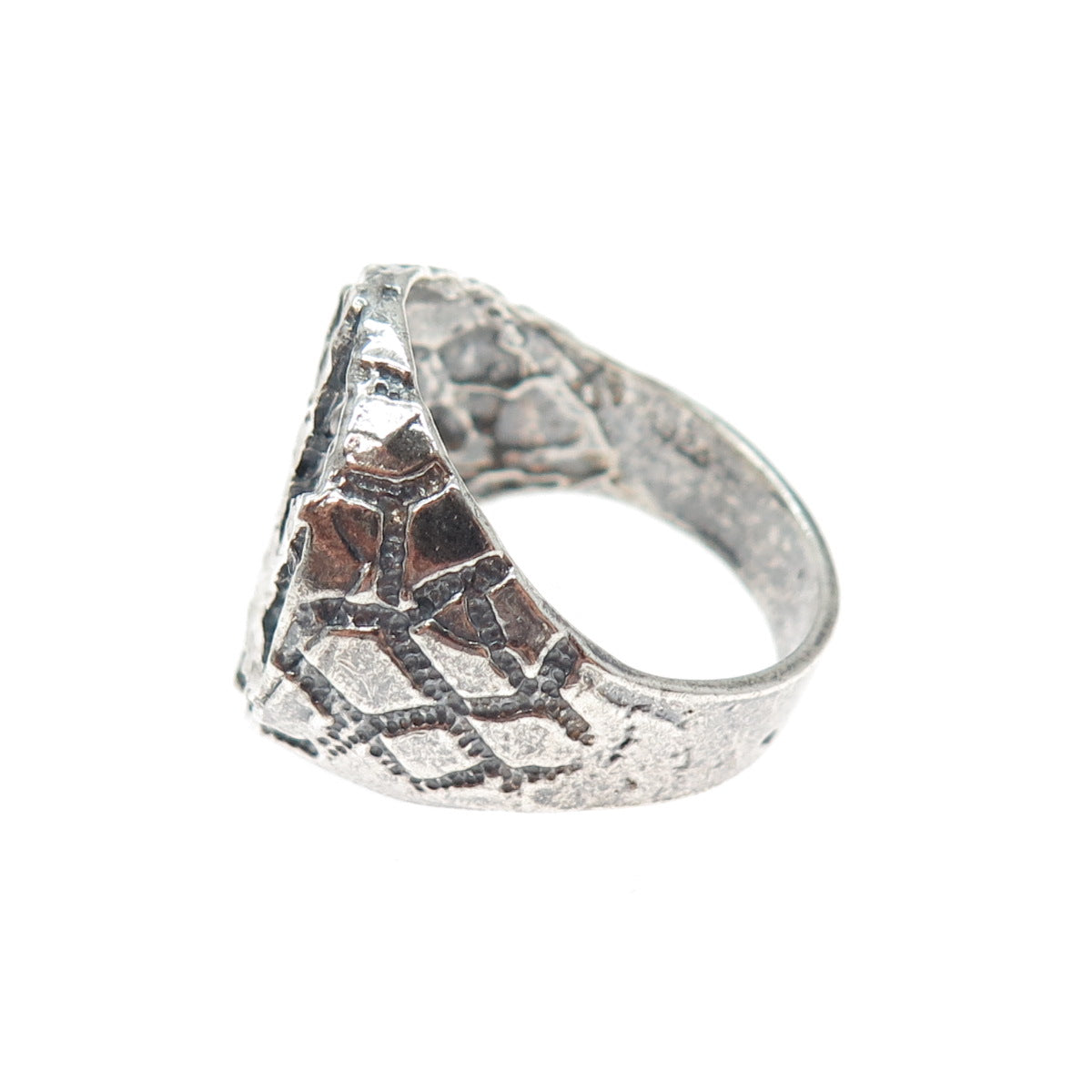 925 Sterling Silver Vintage Cannabis Leaf Oxidized Ring Size 11.75