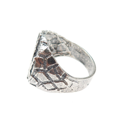 925 Sterling Silver Vintage Cannabis Leaf Oxidized Ring Size 11.75