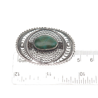 935 Silver Vintage Israel Real Eilat Modernist Filigree Oxidized Pin Brooch