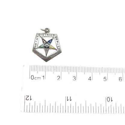 925 Sterling Silver Vintage 1963-64 Enamel Masonic Eastern Star Charm Pendant