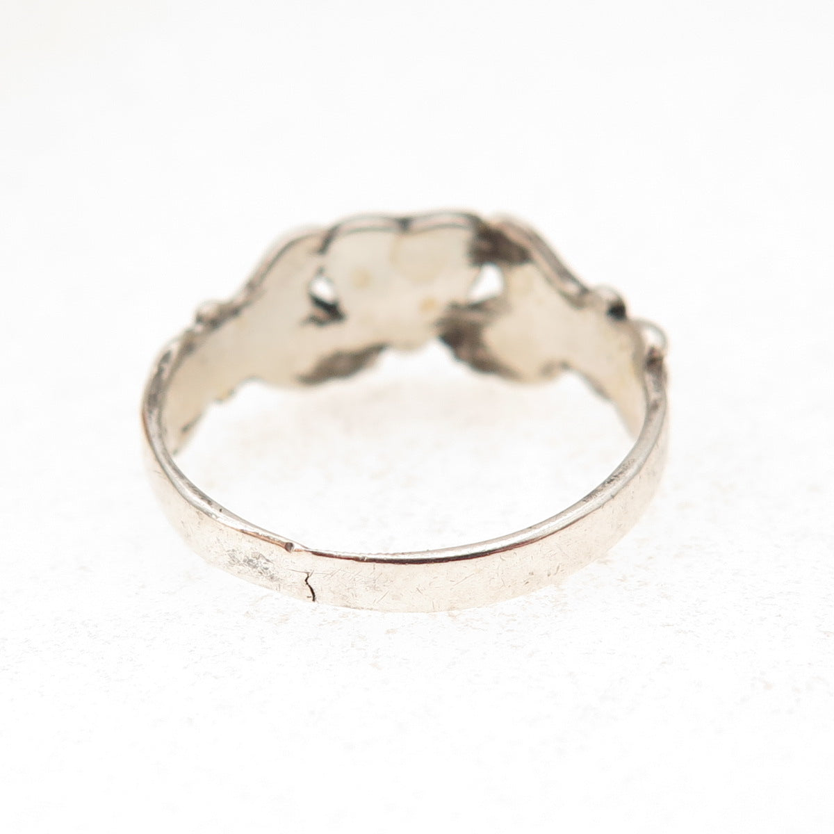Old Pawn Sterling Silver Vintage Turquoise Inlay Irish Claddagh Ring Size 5.5