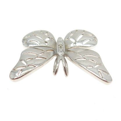 ROSS SIMONS 925 Sterling Silver Real White Diamond Accent Butterfly Pendant