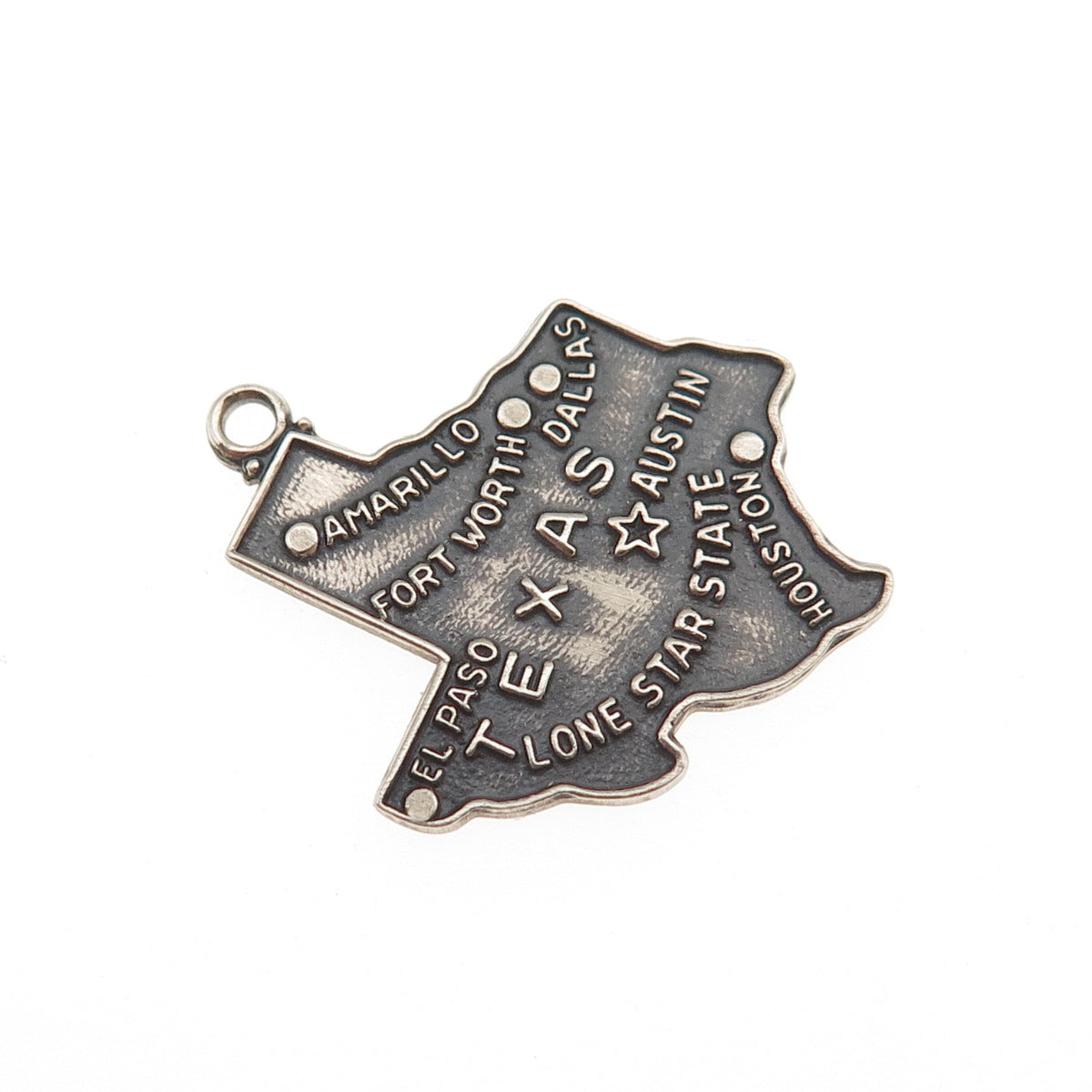Griffith & Co. Silver Filled Vintage Texas State Map Oxidized Charm Pendant