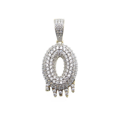925 Sterling Silver Gold Plated Round-Cut Shaped C Z Letter O Sparkle Pendant