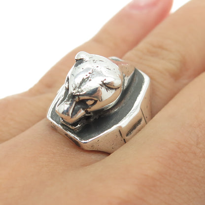 YDL Y De Lima 925 Sterling Silver Antique Art Deco Panther's Head Ring Size 6.25