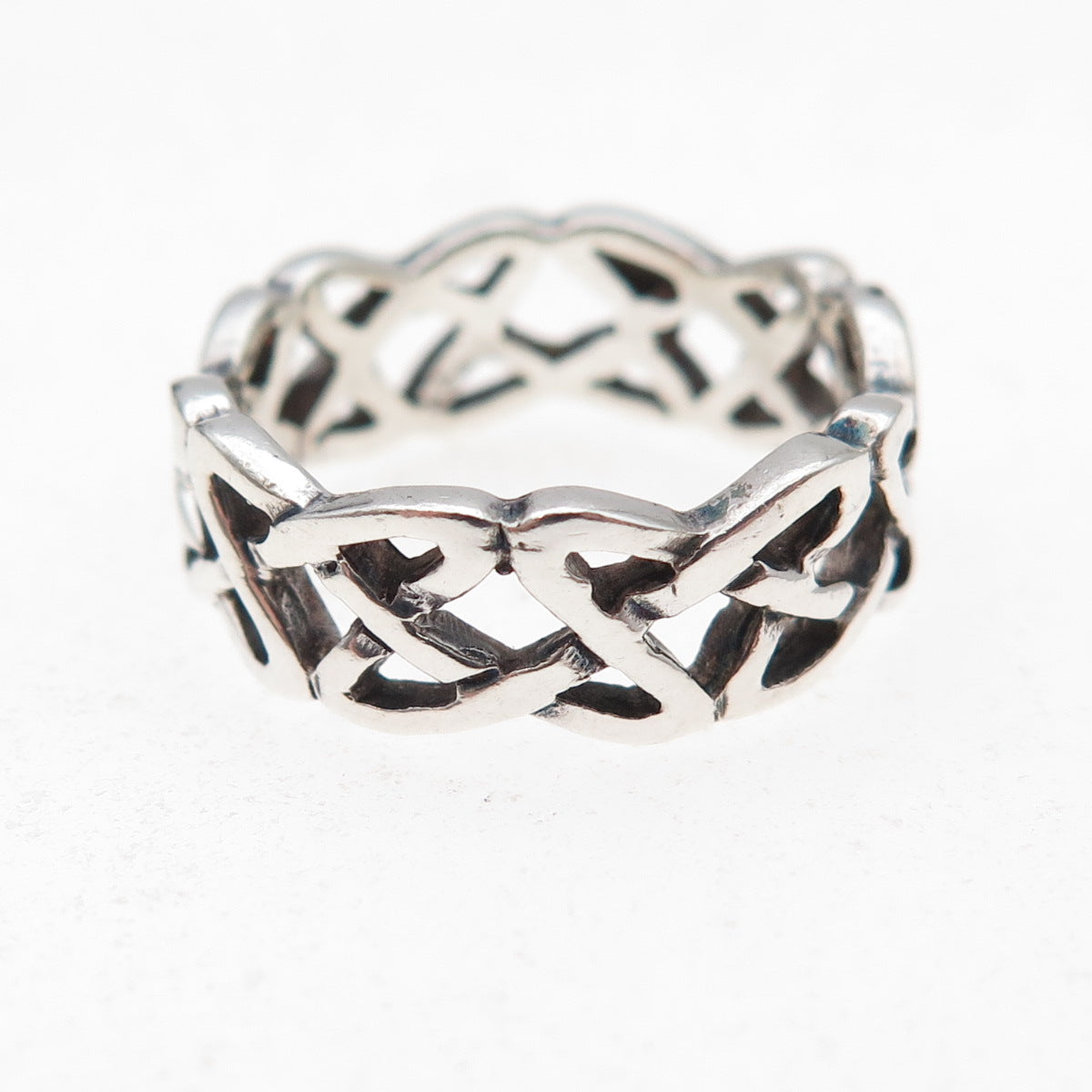 925 Sterling Silver Vintage Celtic Knot Oxidized Band Ring Size 5.75