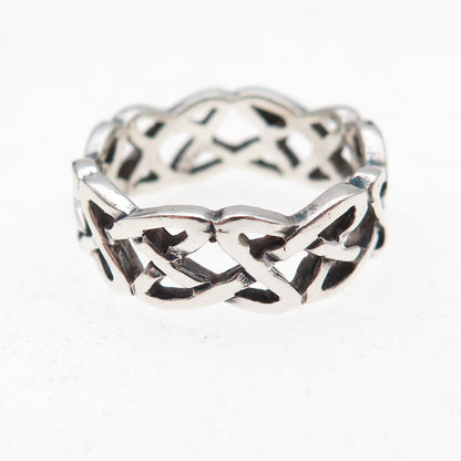925 Sterling Silver Vintage Celtic Knot Oxidized Band Ring Size 5.75