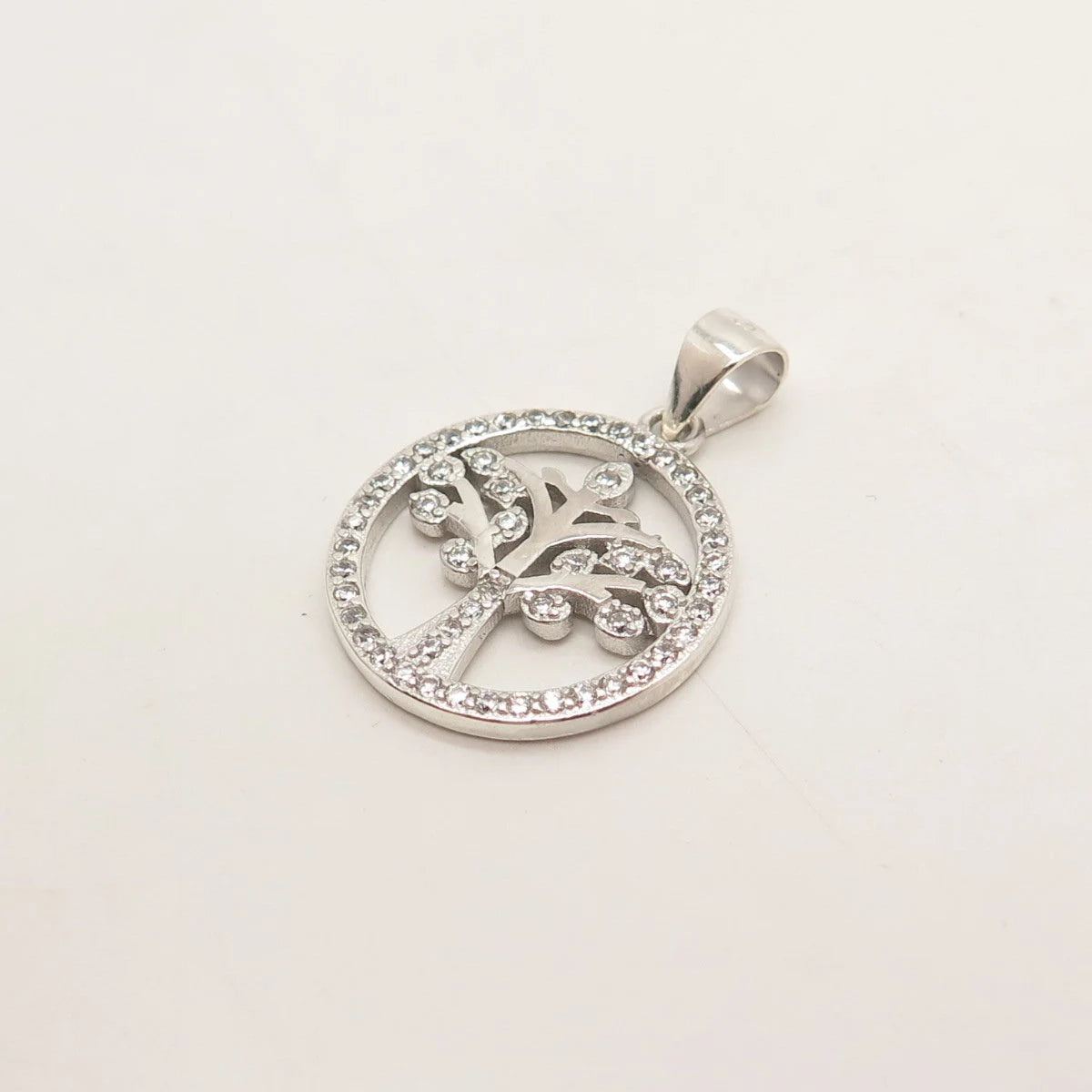 925 Sterling Silver C Z Tree of Life Pendant