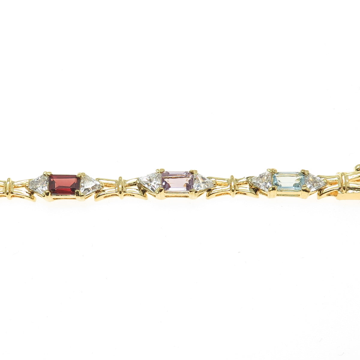 DBJ DEE BERKLE 925 Sterling Silver Gold Plated Multi-Color Gem & C Z Bracelet 7"