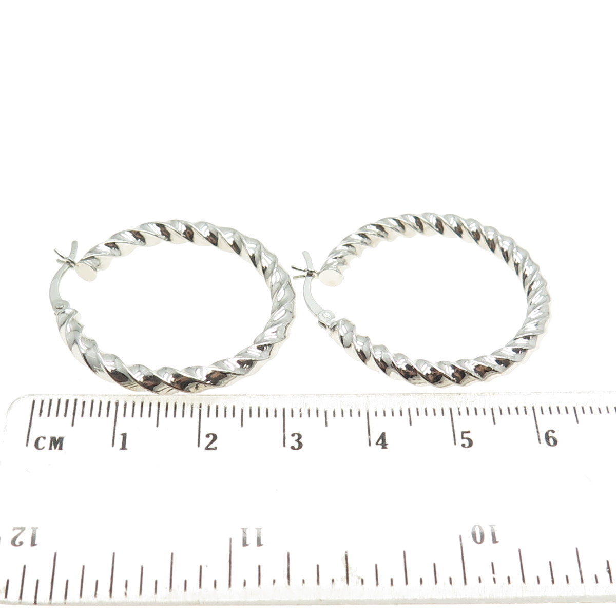 925 Sterling Silver Twisted Hinged Hoop Earrings