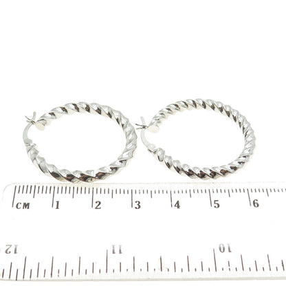 925 Sterling Silver Twisted Hinged Hoop Earrings