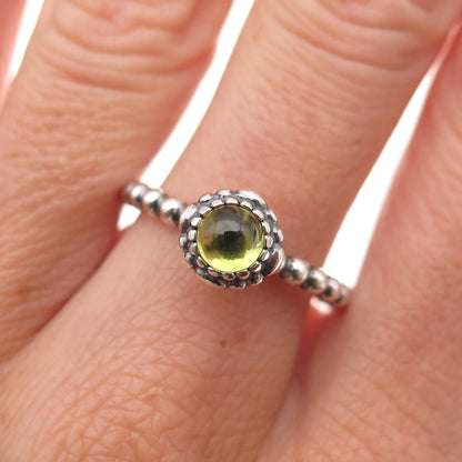 Pandora 925 Sterling Silver Real Peridot August Birthday Blooms Ring Size 8.5