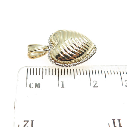 14K Yellow Gold Wavy Roped Heart Minimalist Charm Pendant