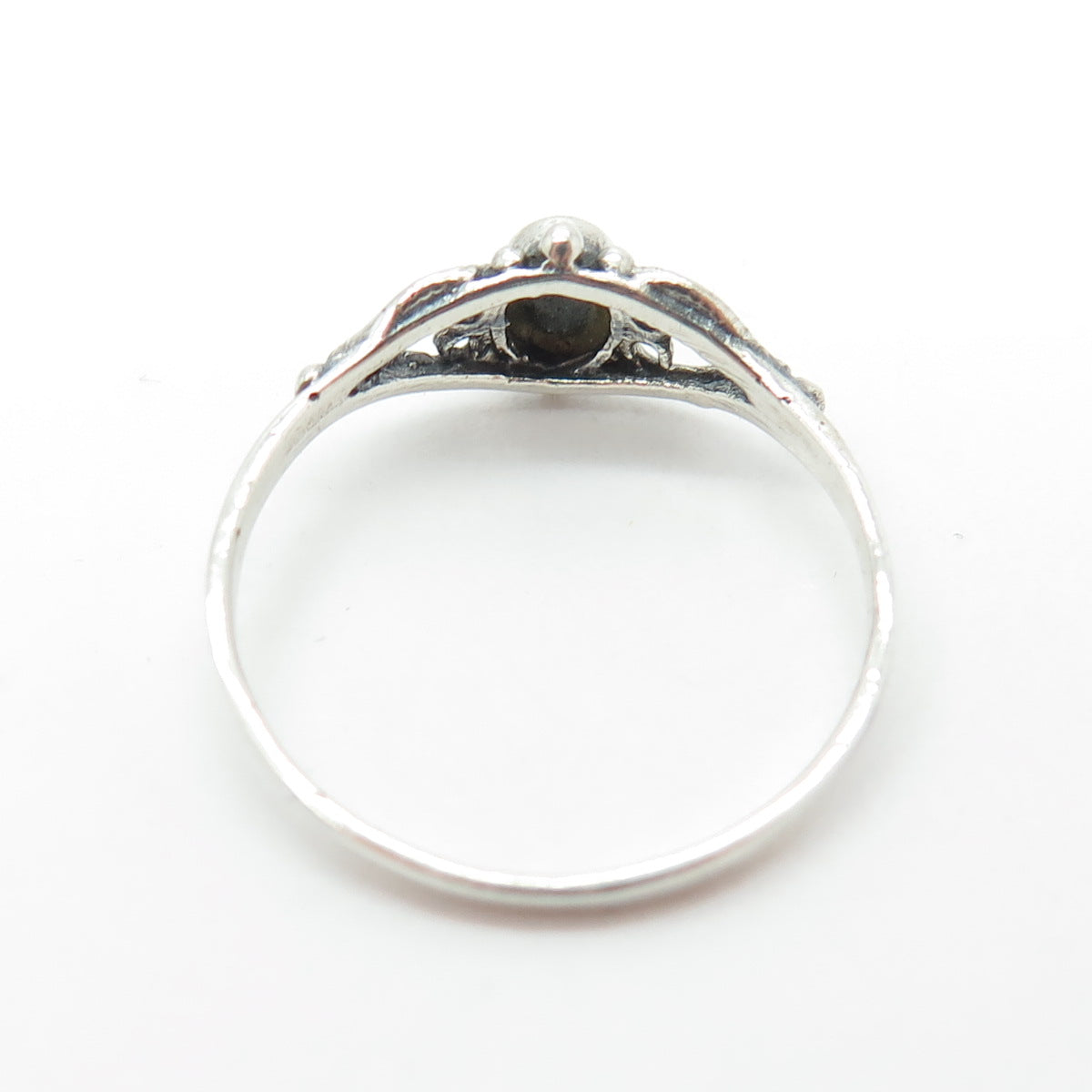 925 Sterling Silver Vintage Real Black Onyx Heart Ring Size 8.5