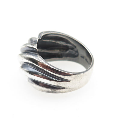 JOSEPH MASANIELLO 925 Sterling Silver Vintage Modernist Oxidized Ring Size 7.75