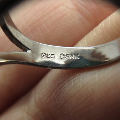 DSMK 925 Sterling Silver Sleeping Beauty Turquoise Beaded Oxidized Ring Size 6.5