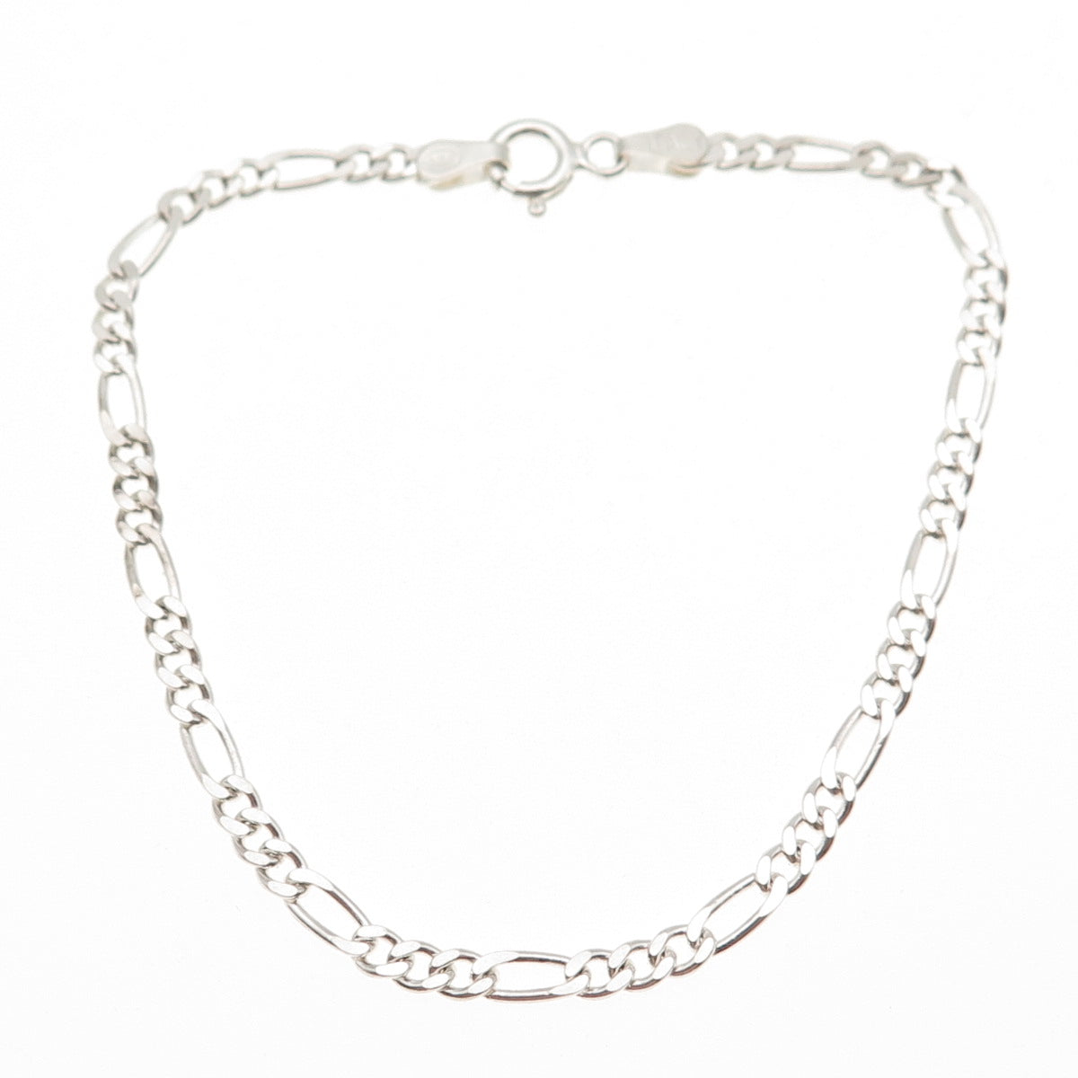 925 Sterling Silver Vintage Italy Figaro Link Bracelet 7"