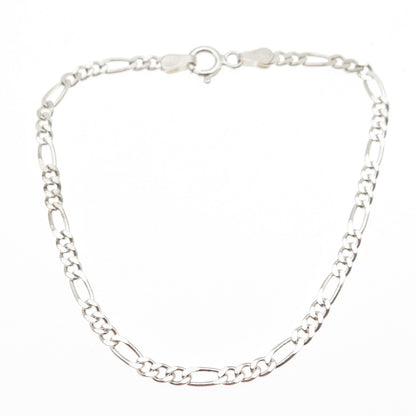 925 Sterling Silver Vintage Italy Figaro Link Bracelet 7"