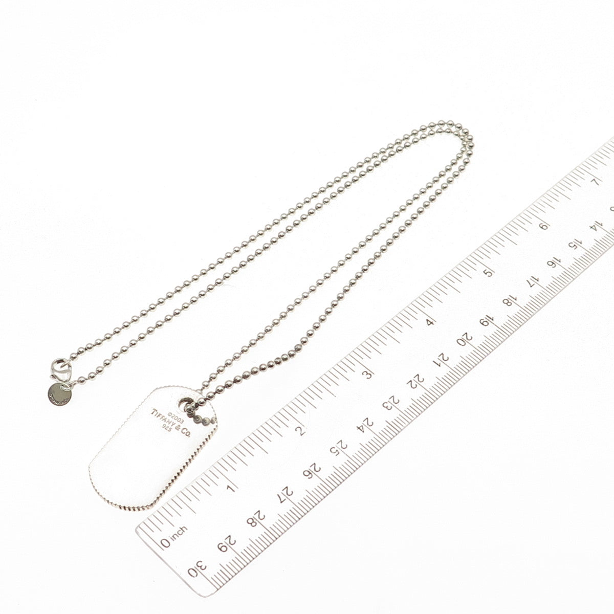 Tiffany & Co 925 Sterling Silver Vintage 2003 Tag Ball Beaded Chain Necklace 22"
