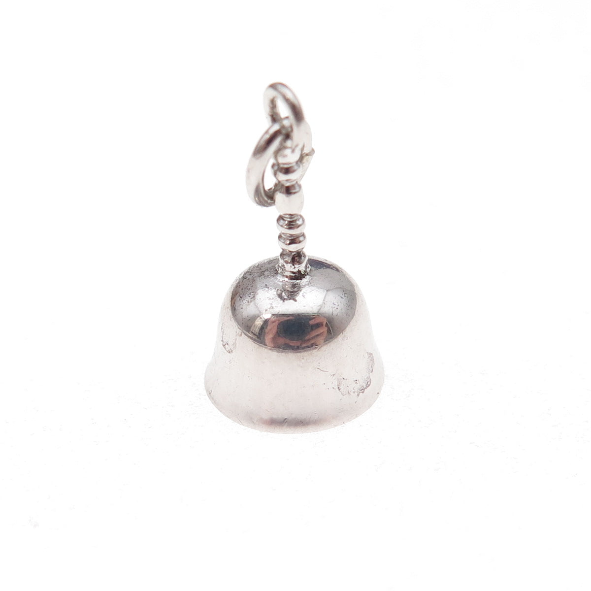 925 Sterling Silver Antique Art Deco Bell Oxidized 3D Charm Pendant