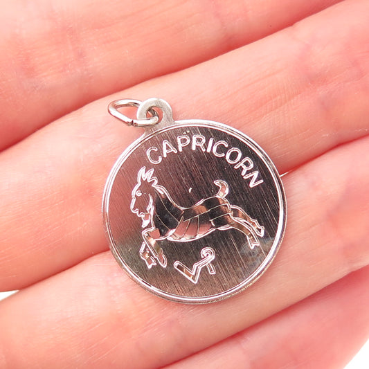 925 Sterling Silver Vintage Capricorn Zodiac Sign Charm Pendant