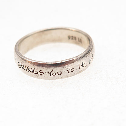 925 Sterling Silver Vintage If God Brings You To It Oxidized Band Ring Size 6.75