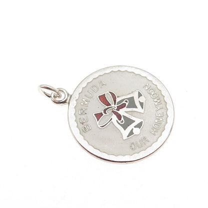BREADNER CO. Sterling Silver Vintage Enamel Bermuda Our Honeymoon Charm Pendant