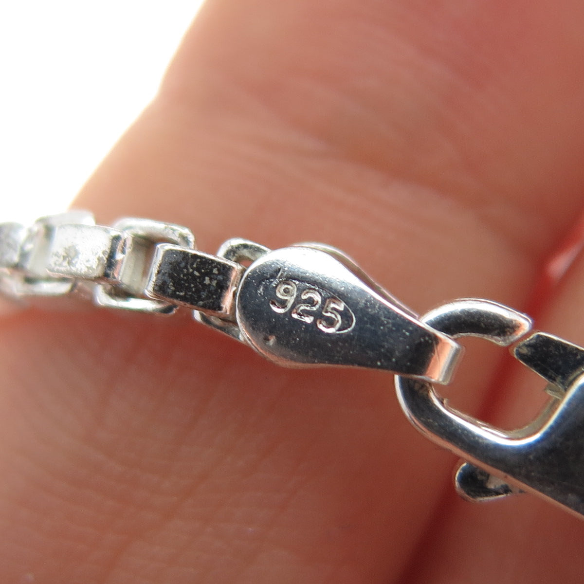 925 Sterling Silver Vintage Italy Box Link Bracelet 6.75"