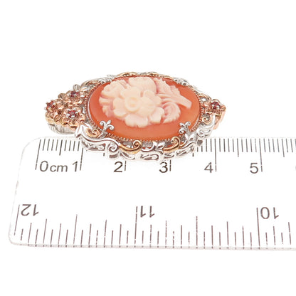 Michael Valitutti Gems En Vogue 925 Sterling 2-Tone MOP Sapphire Floral Pendant