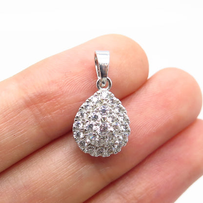 925 Sterling Silver C Z Teardrop Charm Pendant