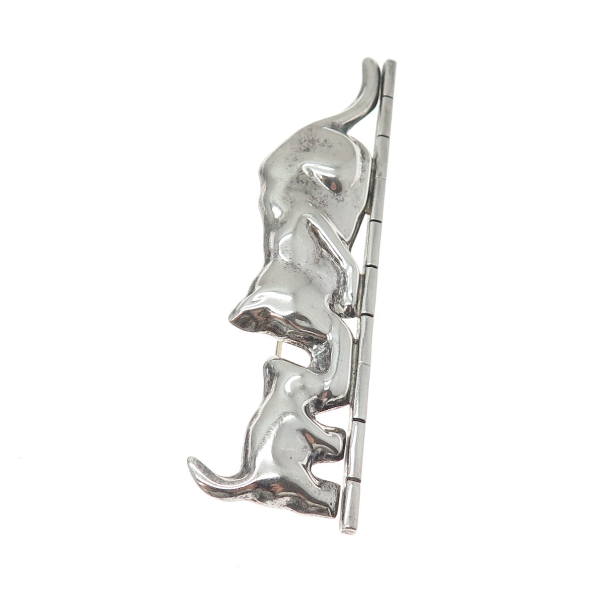 925 Sterling Silver Vintage Mexico Mom & Child Cat Oxidized Pin Brooch