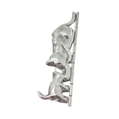 925 Sterling Silver Vintage Mexico Mom & Child Cat Oxidized Pin Brooch